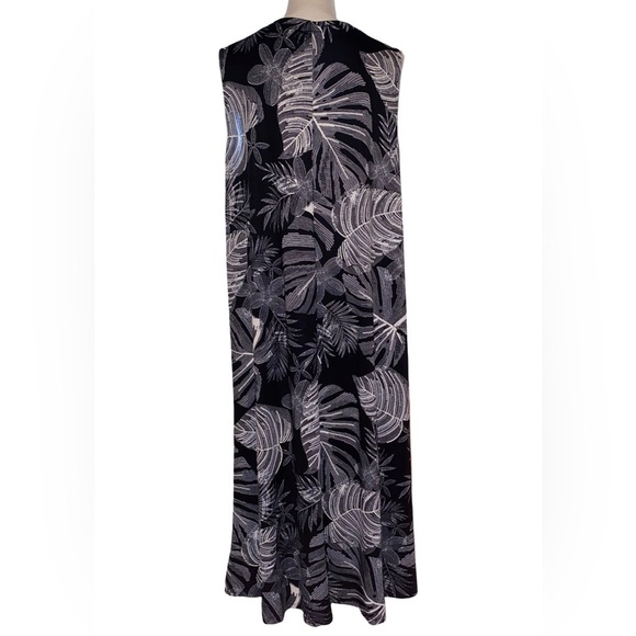 NWT Ruby Rd Knit Jungle Scoop Neck Sleeveless Hi-Low Shift Dress BLK/WHT SZ XL - Picture 2 of 8